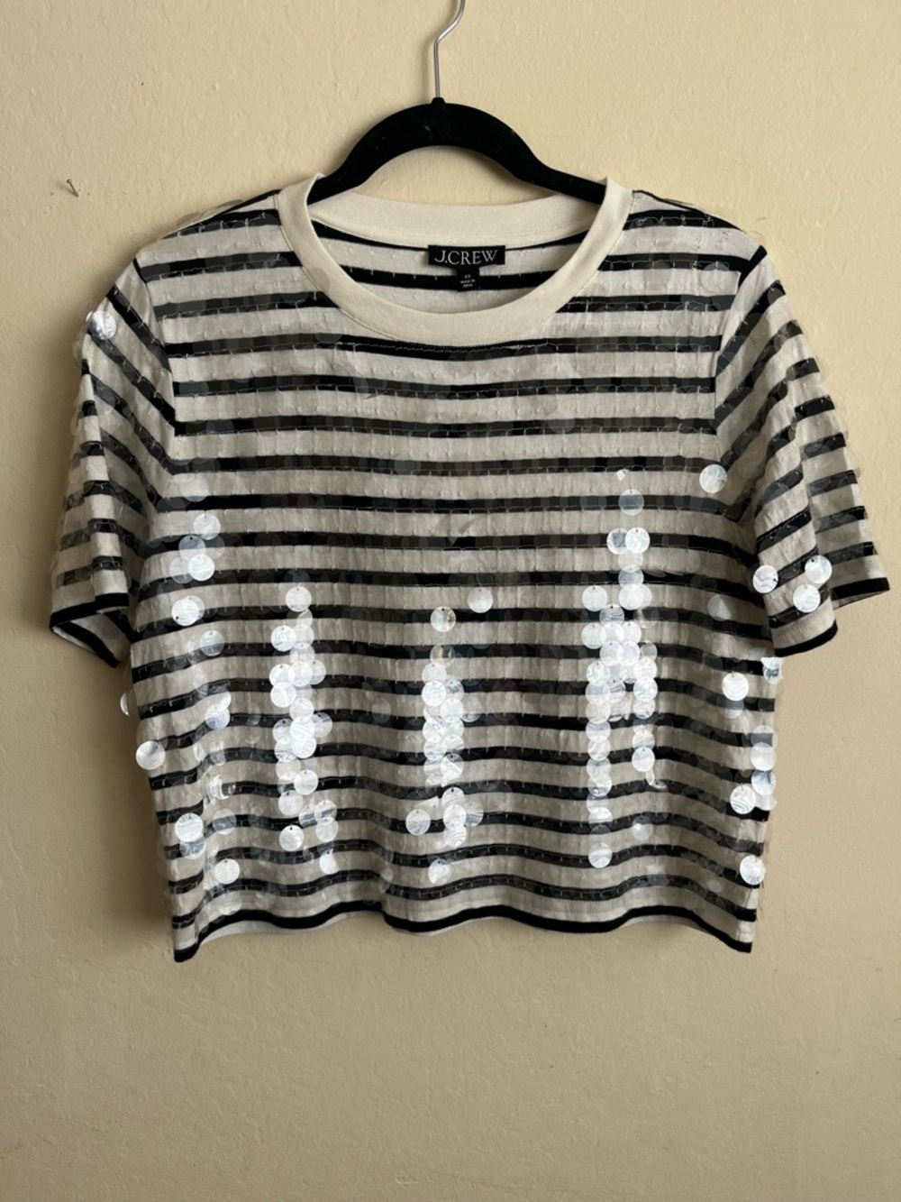 J crew Broken-in jersey striped T-shirt with sequins